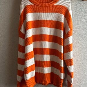 Orange and White Striped Sweater